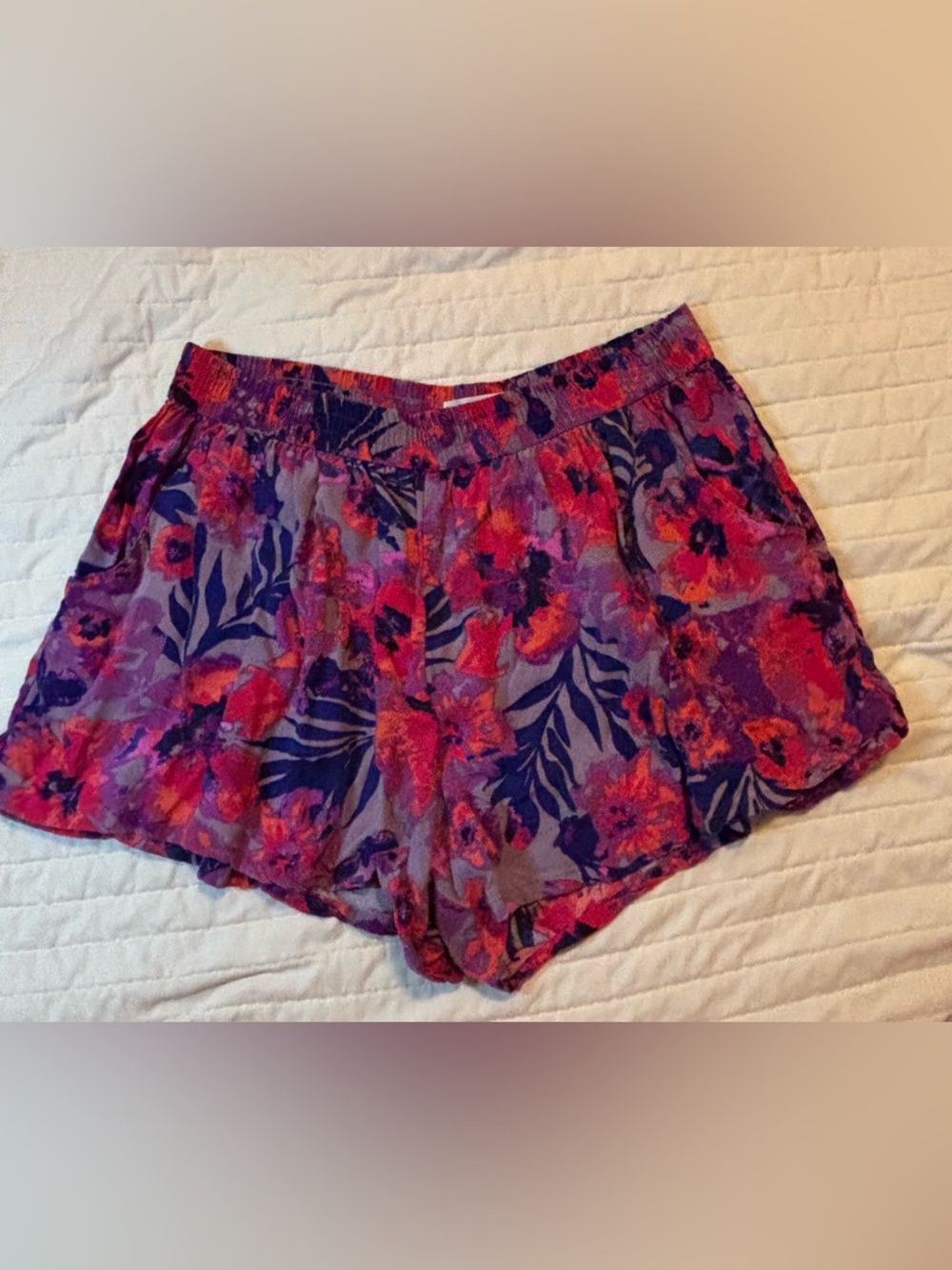 Massimo Floral Athletic Shorts in Purple with Pink & Red Accents